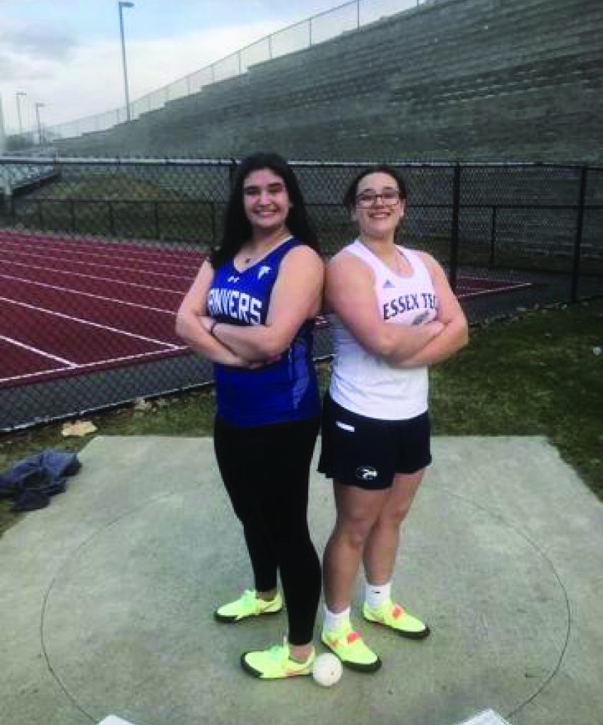 Sisters Cali (left) and Maci Abbatessa of Danvers and Essex Tech, respectively, will throw both the shot put and discus against one another at this weekend’s Division 4 state track meet at Notre Dame of Hingham